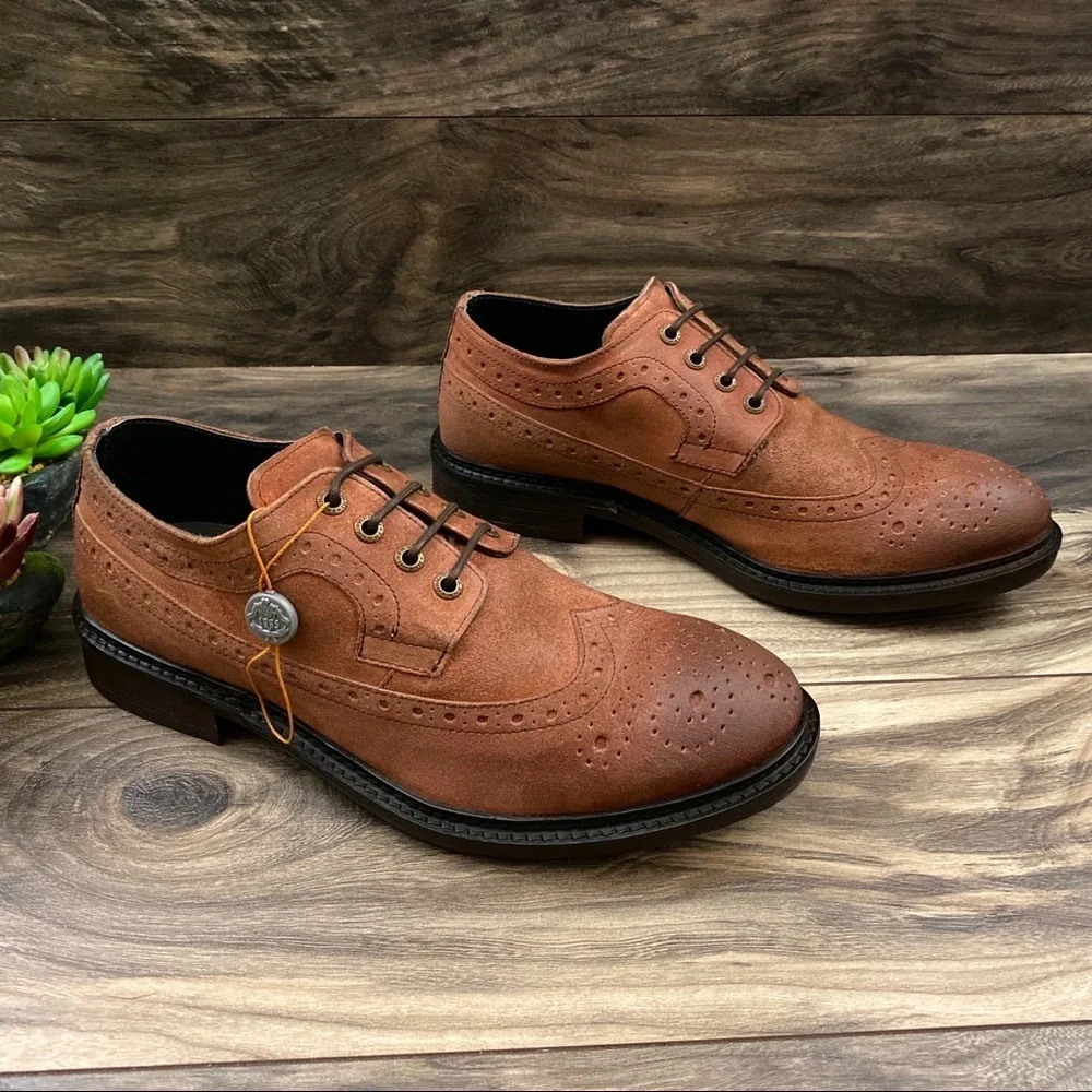 NIB Frank Wright Baird Rust Oil Suede Brogues 10